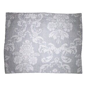Laura Ashley Standard Gray Floral Pillow Sham Quilted Cotton Envelope Back Close